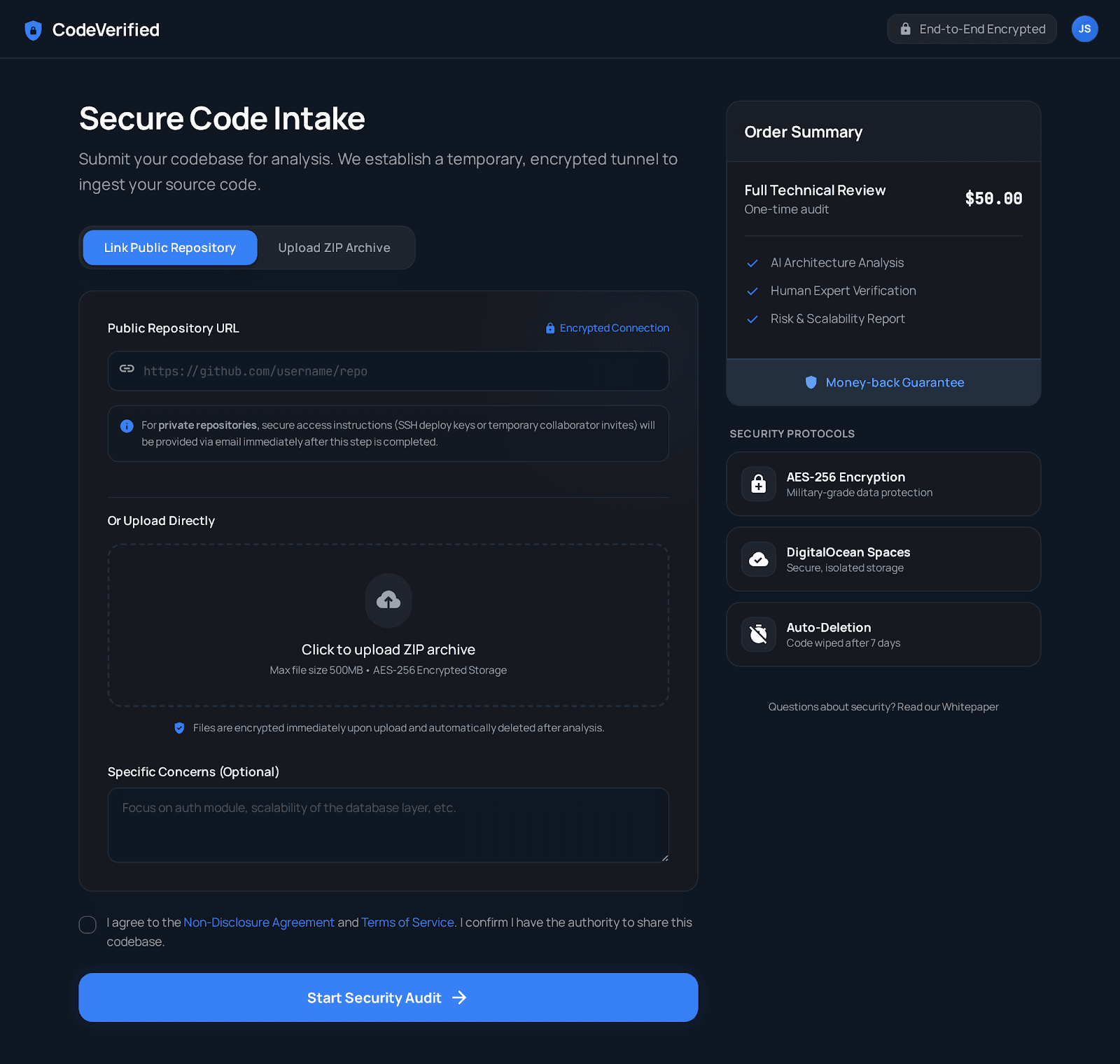 CodeVerified screen 1